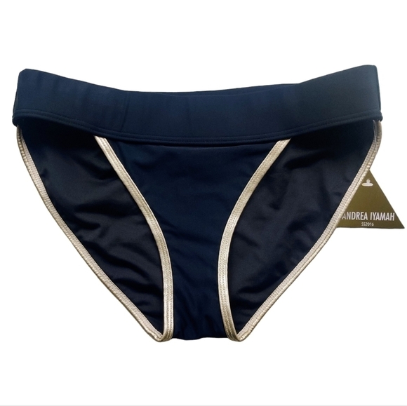 ANDREA IYAMAH Anthropologie Black Gold Bikini Bottom size M - Picture 1 of 6